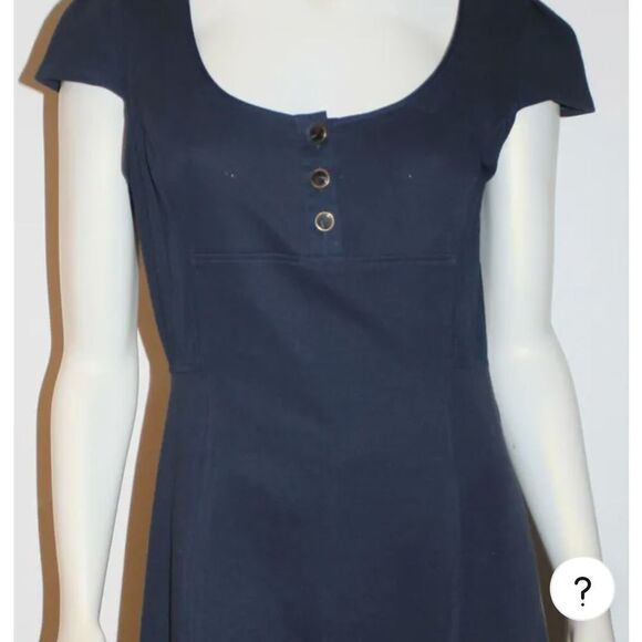 Diane Von Furstenburg Y2K Navy Blue Cap Sleeve Stretch Fit Flare Stretch Dress 4 - Picture 10 of 16